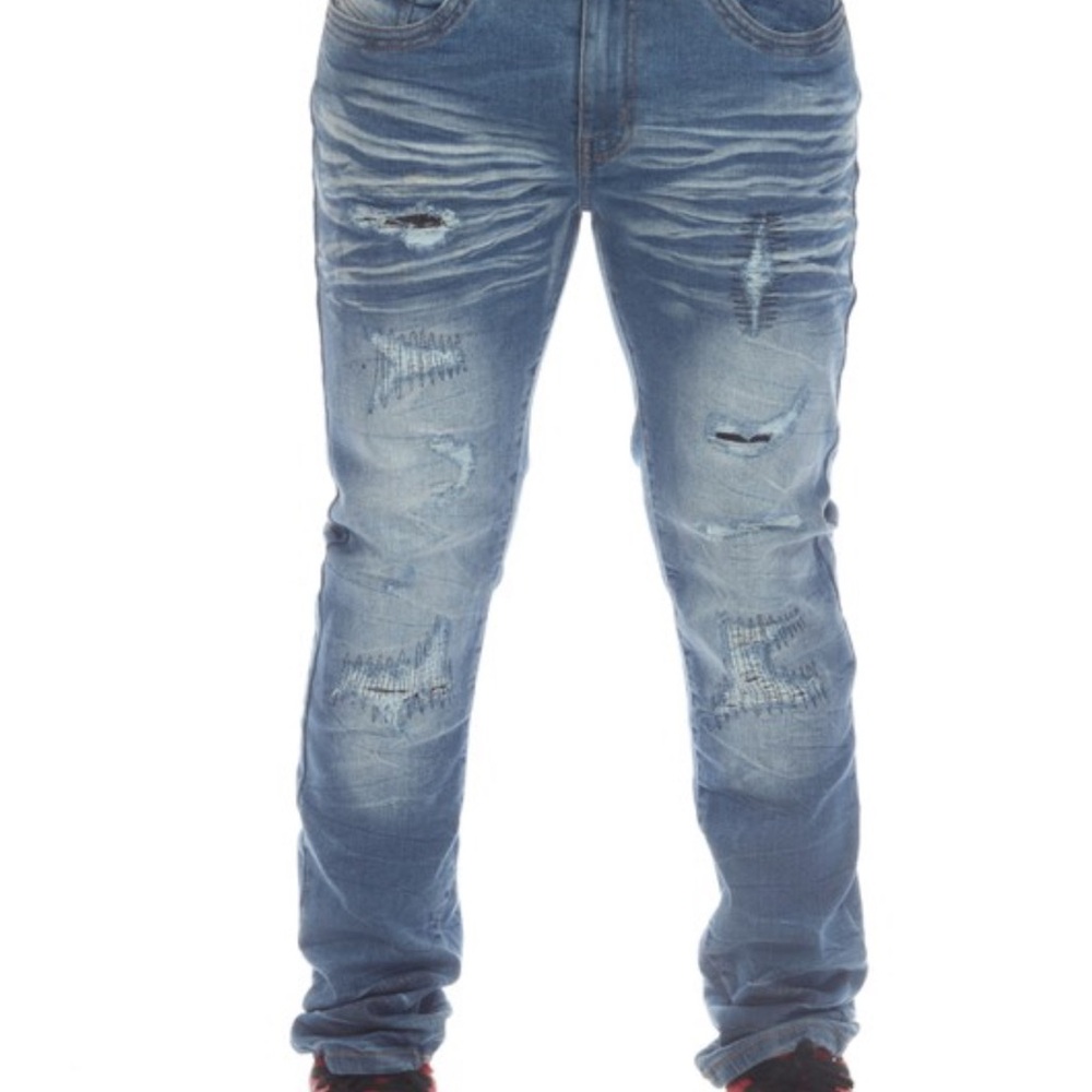 Men's Blue Distressed Jeans